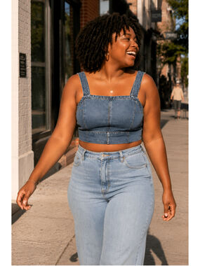 Madewell Denim Crop Tank Top in Blue